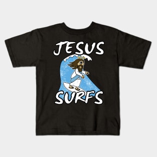 Christian Surfer, Jesus Surfs, Surfing Funny Kids T-Shirt